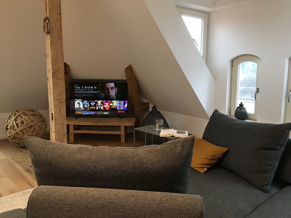 Wohnbereich mit TV Netflix