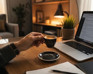 Homeoffice mit Espresso