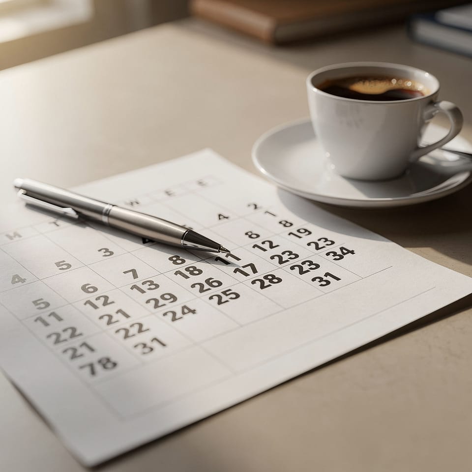 Kalender mit Espresso